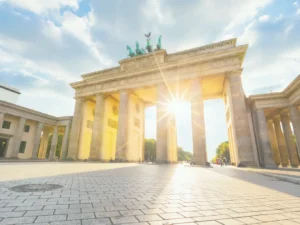 The Brandenburg Gate in Berlin at sunset