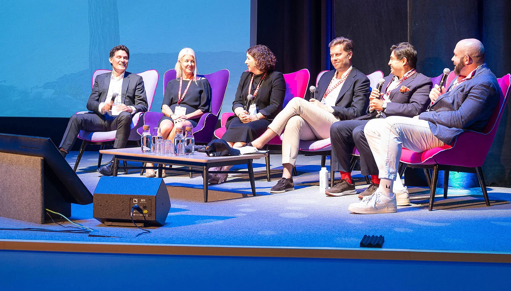 Kelly Palmer on stage with fellow panellists at the 5th Platform Global Congress in Antibes