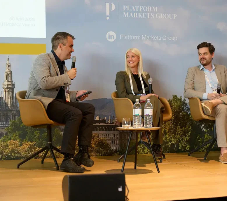 Kelly Palmer speaking at Platform Frontier Marets, Vienna 2026